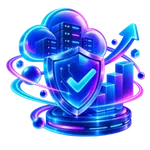 Secure scalable cloud software icon